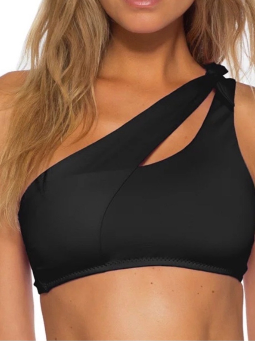 BECCA Sadie Black One-Shoulder Bikini Top NWT